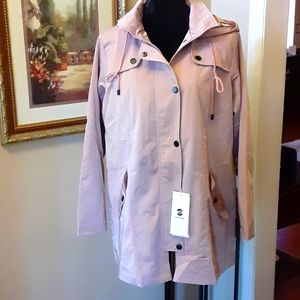 Saphirose Anorak style pink long hood rain jacket windbreaker plaid lined M New…